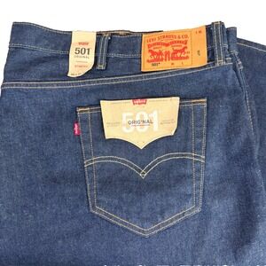 NEW Levis 501 Original Jeans B&T Button Fly Dark Wash Denim‎ Stretch Mens 58x30